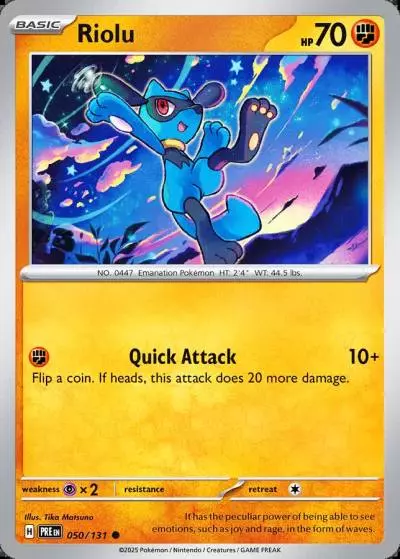 Riolu 50/131 Prismatic Evolutions Pokemon card