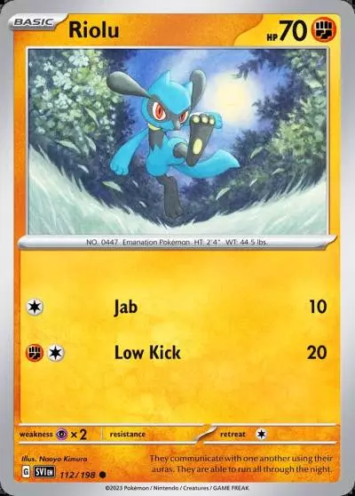 Riolu 112/198 Scarlet & Violet Pokemon card