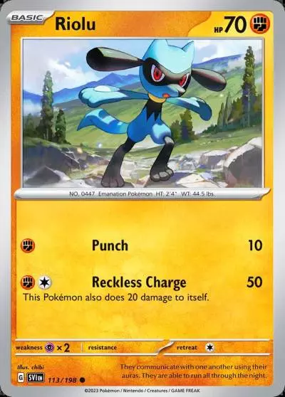 Riolu 113/198 Scarlet & Violet Pokemon card