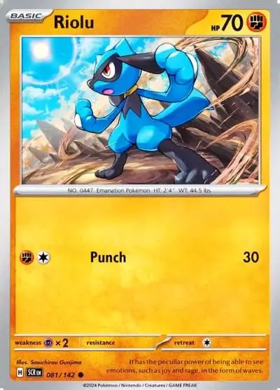 Riolu 81/142 Stellar Crown Pokemon card