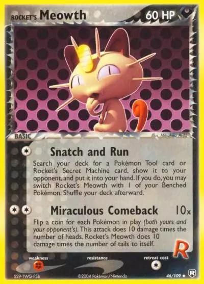 Rocket's Meowth 46/109 Team Rocket Returns Pokemon card