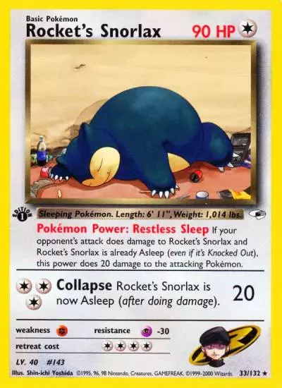 Rocket's Snorlax 33/132 Gym Heroes Pokemon card