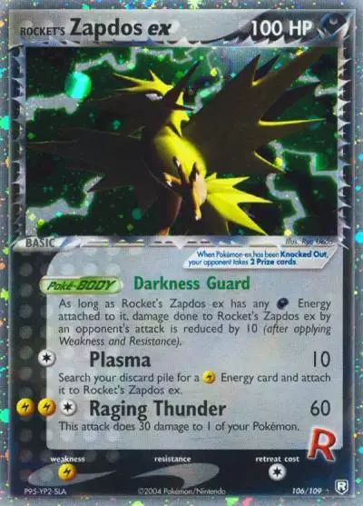 Rocket's Zapdos ex 106/109 Team Rocket Returns Pokemon card