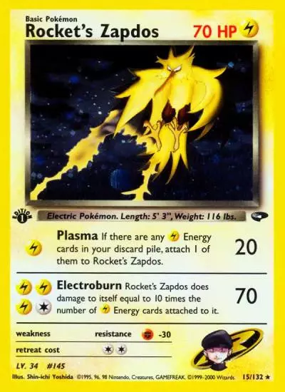 Rocket's Zapdos 15/132 Gym Challenge Pokemon card