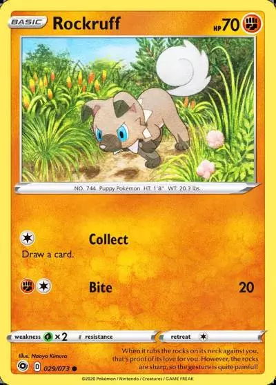 Rockruff 29/73 Champion's Path Pokemon card