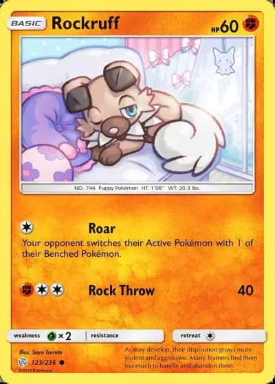 Rockruff 123/236 Cosmic Eclipse Pokemon card