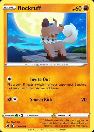 Rockruff 73/159 Crown Zenith Pokemon card