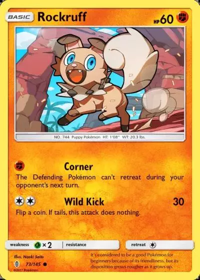 Rockruff 73/145 Guardians Rising Pokemon card