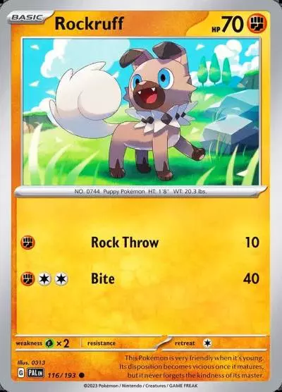 Rockruff 116/193 Paldea Evolved Pokemon card