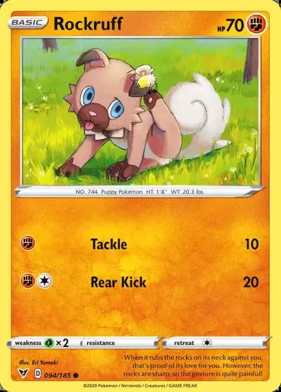 Rockruff 94/185 Vivid Voltage Pokemon card