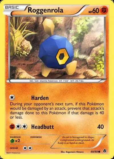 Roggenrola 49/98 Emerging Powers Pokemon card