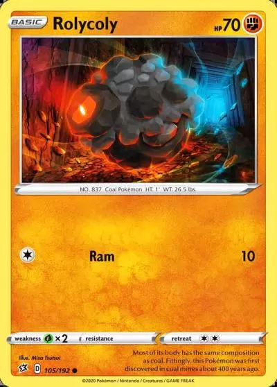 Rolycoly 105/192 Rebel Clash Pokemon card