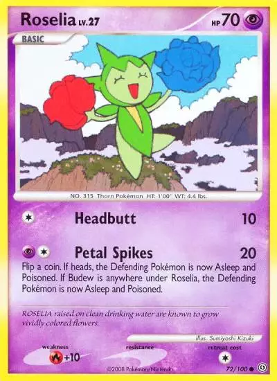Roselia 72/100 Stormfront Pokemon card
