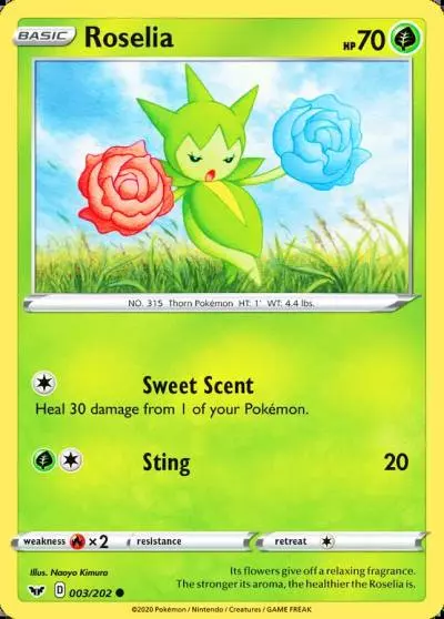 Roselia 3/202 Sword & Shield Pokemon card