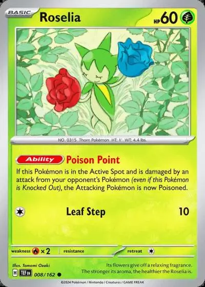 Roselia 8/162 Temporal Forces Pokemon card