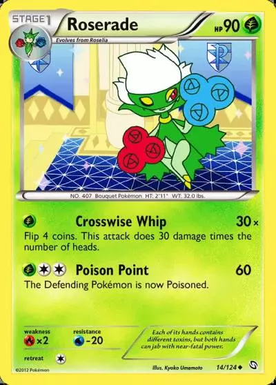 Roserade 14/124 Dragons Exalted Pokemon card