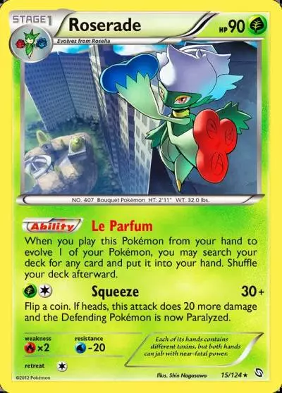 Roserade 15/124 Dragons Exalted Pokemon card