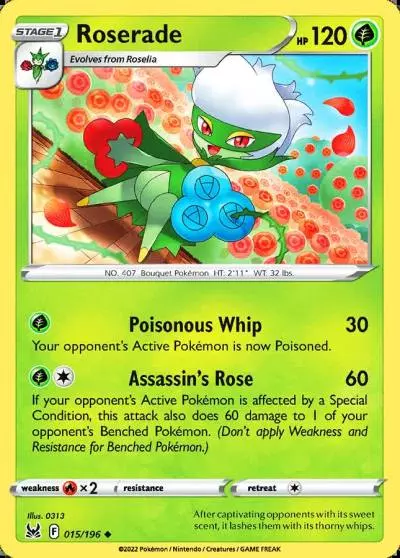 Roserade 15/196 Lost Origin Pokemon card