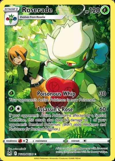 Roserade TG02/30 Lost Origin Trainer Gallery Pokemon card