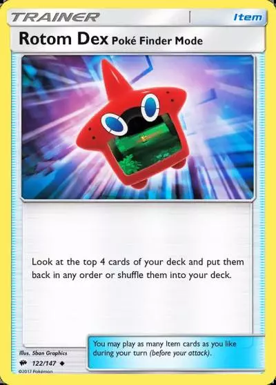 Rotom Dex Poké Finder Mode 122/147 Burning Shadows Pokemon card