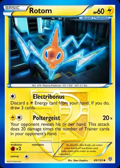 Rotom 49/135 Plasma Storm Pokemon card