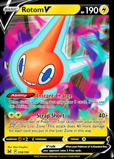 Rotom V 58/196 Lost Origin Pokemon card