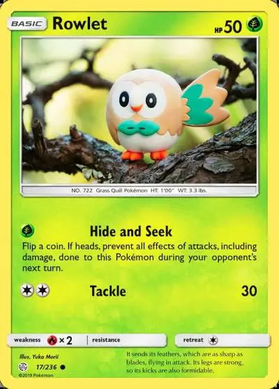 Rowlet 17/236 Cosmic Eclipse Pokemon card