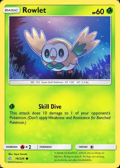 Rowlet 18/236 Cosmic Eclipse Pokemon card