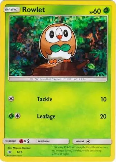Rowlet 1/12 McDonald's Collection 2017 Pokemon card