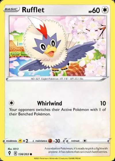 Rufflet 136/203 Evolving Skies Pokemon card