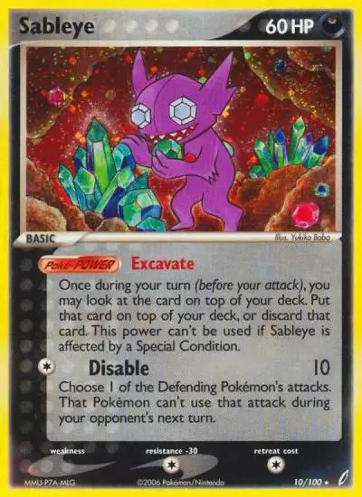 Sableye 10/100 Crystal Guardians Pokemon card