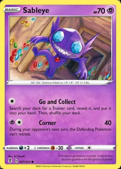 Sableye 67/203 Evolving Skies Pokemon card