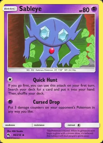 Sableye 96/214 Lost Thunder Pokemon card