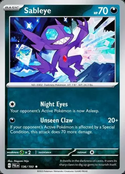 Sableye 136/193 Paldea Evolved Pokemon card