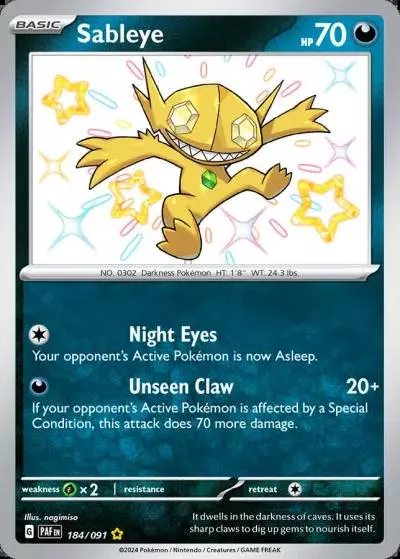 Sableye 184/91 Paldean Fates Pokemon card