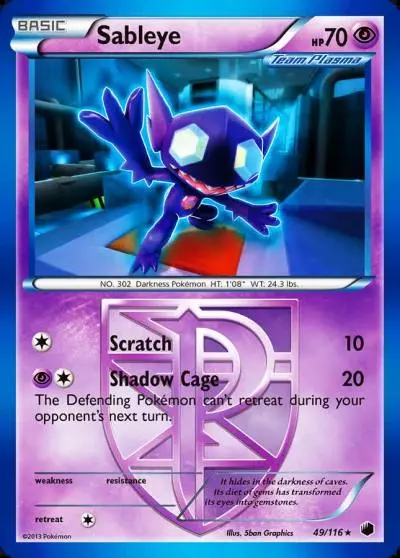 Sableye 49/116 Plasma Freeze Pokemon card