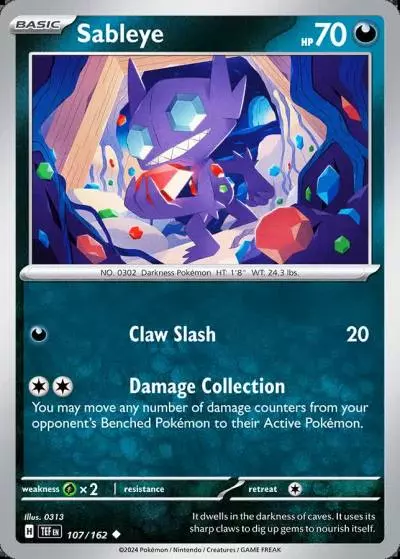 Sableye 107/162 Temporal Forces Pokemon card