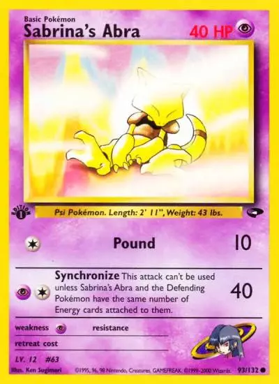 Sabrina's Abra 93/132 Gym Challenge Pokemon card