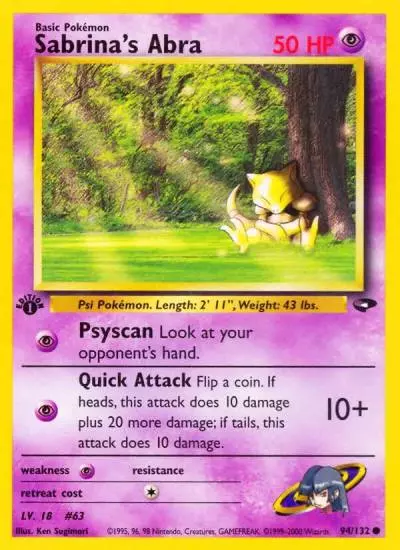 Sabrina's Abra 94/132 Gym Challenge Pokemon card