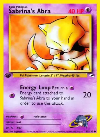 Sabrina's Abra 91/132 Gym Heroes Pokemon card