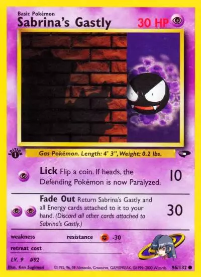 Sabrina's Gastly 96/132 Gym Challenge Pokemon card