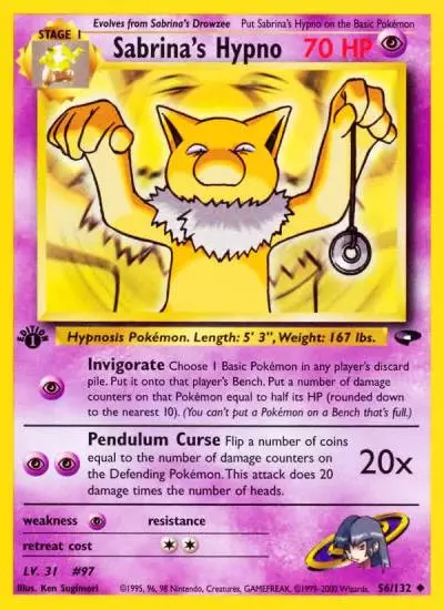 Sabrina's Hypno 56/132 Gym Challenge Pokemon card
