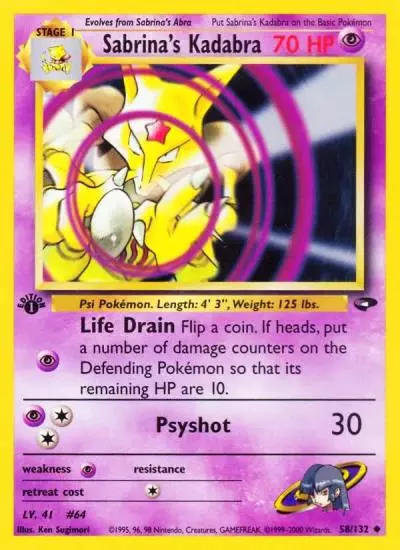 Sabrina's Kadabra 58/132 Gym Challenge Pokemon card