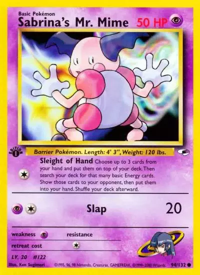 Sabrina's Mr. Mime 94/132 Gym Heroes Pokemon card