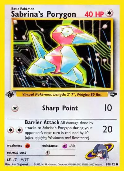 Sabrina's Porygon 98/132 Gym Challenge Pokemon card