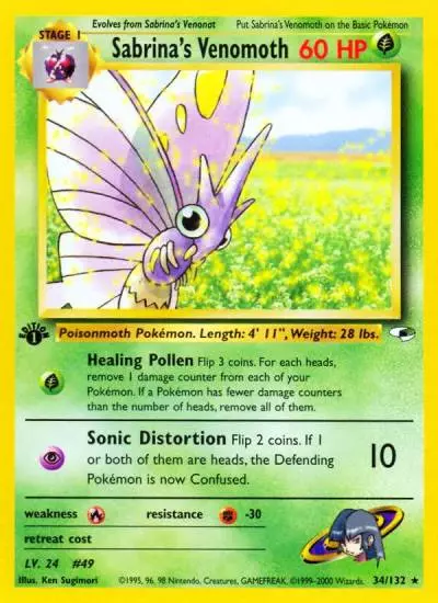 Sabrina's Venomoth 34/132 Gym Heroes Pokemon card
