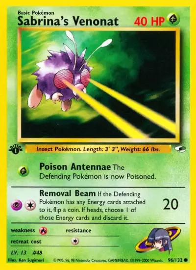 Sabrina's Venonat 96/132 Gym Heroes Pokemon card