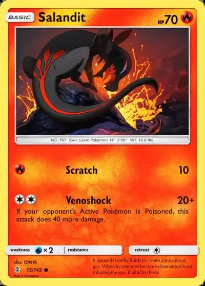 Salandit 15/145 Guardians Rising Pokemon card
