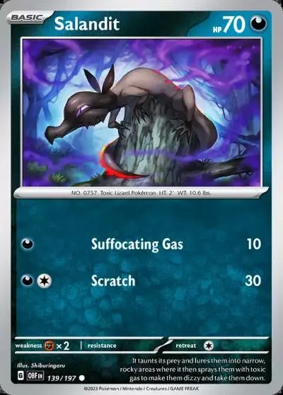 Salandit 139/197 Obsidian Flames Pokemon card
