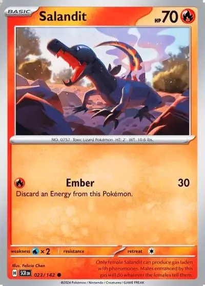 Salandit 23/142 Stellar Crown Pokemon card
